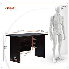 DeckUp Plank Giona Engineered Wood Study Table and Office Desk (Walnut and White, Matte Finish)