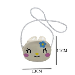 SYGA Children's Rabbit Sling Bag Small Mini Coin Bag Cartoon Backpack PU Leather Kitten Handbag for Toddlers Kids (Beige)