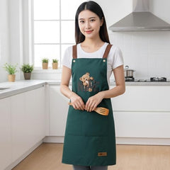 MOMISY Kitchen Apron – Adjustable Cooking Apron with Straps & Front Pockets (Dark Green)