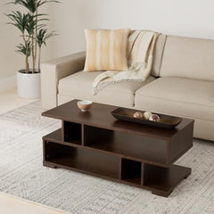 DeckUp Siena Engineered Wood Coffee Table (Dark Wenge, Matte Finish)