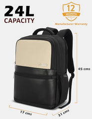 Lavie Sport 45cm Pioneer 24 Litres Laptop Backpack with Trolley Sleeve For Men & Women|Vegan Leather|Office Travel Backpack|Front organizer|Bottle Holder|Fits upto 14" Laptop