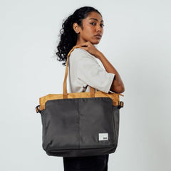 DailyObjects Recycled PET Dual Color Key Tote Bag For Women & Girls | Stylish Ladies Purse for Everyday Essentials | Fits any Laptop Upto 15.6 Inch | Padded Laptop Compartment - (Charcoal-Kelp)