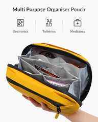 Destinio Electronic Gadget Organizer Bag - Waterproof Padded Tech Pouch for USB Cable, Travel Adapter, Laptop Mobile Charger, Power Bank, Ear Phones,Hard Disk, Digital Accessories Organiser (Yellow)