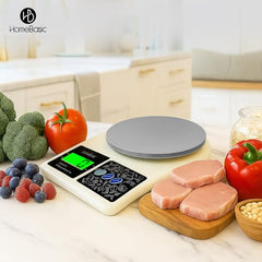 HomeBasic Digital Kitchen Weighing Scale 10kg |Food Weighing Machine, Weight Scale for Food, 1g Accuracy, Multi-Unit (g, oz), Tare Function, Waterproof Platform for Cooking, Baking & Diet (Beige+Grey)