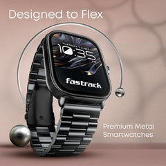 Fastrack MYND 1.93” AMOLED Display Smart Watch for Men & Women with AI Watch Faces,AI Chat,Offline Voice Commands,Curved Metallic Design,Functional Crown,BT Calling, Health Suite,100+ multisport modes