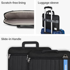 uppercase Stride 16 Inch Laptop Sleeve, Multi-Textured Quilted Design, Padded Compartment, Trolley Sleeve, Slide-In Handle & Detachable Shoulder Strap, Ideal for Men & Women | Office & Travel - Black
