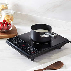 Amazon Basics 1600W Induction Cooktop | 7 Pre-Set Cooking Menus | LED Display | Smart Push Buttons I Energy Efficient, Auto Cut-off, 20A IGBT & 4KV Surge Protection I Black