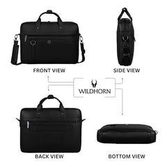WildHorn Premium Leather Laptop Bag for Men | Handcrafted | Adjustable Shoulder Strap, Fits 15.6-Inch Laptop | Ideal for Office, Travel, Daily Use - 1 Year Warranty (WALNUT)