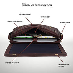 WildHorn Genuine Leather Laptop Messenger Bag for Men | Stylish Office Bag with a Padded Laptop Compartment & Adjustable Strap | Designed to Fit Laptops up to 14 Inches | Backed by a 1-Year Warranty
