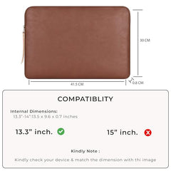 CONTACTS Slim Protective Laptop Sleeve 13-13.3 Inch Compatible with 13 Inch MacBook Pro & MacBook Air, Faux Leather Bag Water-Resistant Cover Notebook Computer Case for Mac - Tan-New…