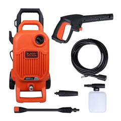 BLACK+DECKER BEPW1600 1300W 1600 PSI 110 Bar Pressure Washer for Car, Bike, Home & Garden Cleaning Use with Multiple Accessories Included, 1 Year Warranty, Orange & Black