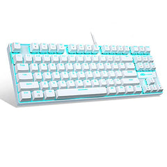 MageGee 75% Mechanical Gaming Keyboard with Brown Switch, LED White Backlit Keyboard, 87 Keys Compact TKL Wired Computer Keyboard for Windows Laptop PC Gamer - Retro Grey/White