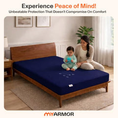 MY ARMOR Waterproof Mattress Protector King Size, 78x72, 6.5x6 feet, Double Bed Protector Sheet Cover, Breathable and Hypoallergenic Ultra Soft Fitted Terry Cotton Feel Fabric, Elastic Skirting, Grey