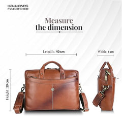HAMMONDS FLYCATCHER Genuine Leather Office Bag for Men, 15.6 Inch Professional Brown Laptop Bag for Men, Adjustable Strap & Multi Compartments, 1 Year Warranty - Office, Travel, Daily Use