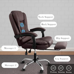 Casa Haus Italia Premium Leatherette Office Chair for Work | Boss Chair, Ergonomic Executive, Luxurious Cushioned Arms & Seat, 2 Point Back Massager, Heavy Duty Metal Base (Burgundy)