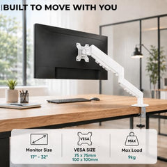 STAR WORK Single Monitor Desk Mount for 13–34” Inch Screens, Heavy Duty Adjustable VESA Monitor Arm with C-Clamp & Grommet Base | Full Motion Tilt & Swivel Rotation (Purple Arm Stand)