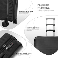 HRX Parabola 3-Piece Luggage Set Intergallcatic Grey Polypropylene Hard Shell Suitcase Set - Premium Travel Trolley Bags with 8 Spinner Wheels, Number Lock & Water Resistant Body