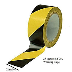 Syga Black/Yellow Zebra Floor Marking Tape, Warning Tape, Lane Marking Tape, Heavy Duty Tape- 2 inches X 25 Meters