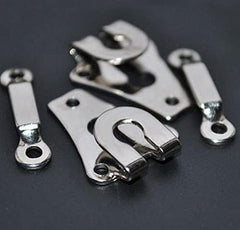 M Fabrics Stainless Steel Pant Trouser Hooks (Silver, 2-Part Sew-On, Set of 20) | Rust-Free Fasteners for Pants, Shorts, Dresses & Garments