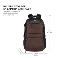 Gear Aspire 3 19"/35L Large Faux Leather Water Resistant Laptop Backpack | Casual Backpack | Daypack | Travel Backpack | College Bag For Men/Women (Brown - Brown)