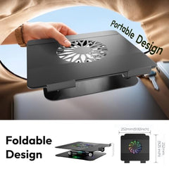 Zebronics NS5500 Rotatable Laptop Cooling Stand, Up to 17-Inch, 360° Rotation, Metal Body, USB Powered Cooling, LED Lights, 3 USB, 2 Type-C Ports, Multi-Angle, Foldable, 5kg Capacity,Anti Rust (Black)