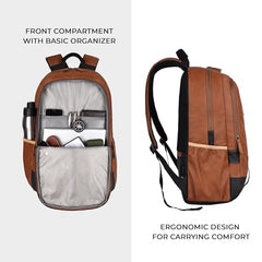 Gear Classic Anti Theft Faux Leather 14 cms Black Laptop Backpack (LBPCLSLTH0101)