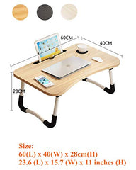 LEKA NEIL Alloy Steel Foldable Laptop Lap Desk, Portable Computer Bed Table Tray With Phone Stand And Cup Holder For Bed/Couch/Sofa Working, Reading(Yellow)