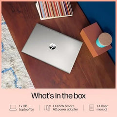 HP 15 (i5 14th Gen), Intel Core 5-120U, 16GB RAM, 512GB SSD, FHD, Anti-Glare, 15.6''/39.6cm, Win11, M365 Basic(1yr), Office24, Silver,1.59kg, fd0664TU, FHD Camera w/Shutter, Backlit Laptop