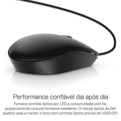 Dell Ms116 Scroll Wheel PC Wired Mouse for Pc/Mac 2-Way