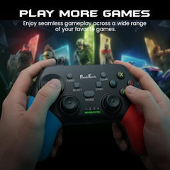 PunnkFunnk Gaming Controller Lite Wireless Bluetooth Gamepad for Android, iOS, PC & Smart TV with Turbo Function, Ergonomic Grip, Rechargeable Battery (X1 Pro Wired)