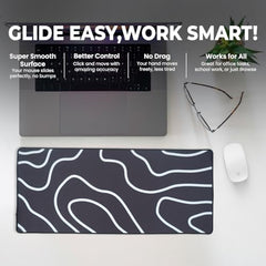 SPIN CART Large Gaming Mouse pad, Long XXL Extended Desk Table Mat Mousepad for Laptop PC Computer (Abstract Blue)