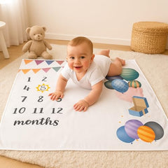 MOMISY Baby Milestone Blanket and Props for Baby's |1 to 12 Months Prop |Baby Bedding |Ac Room Blanket for Summer|Newborn| Infants Winter Blanket(BalloonGift)