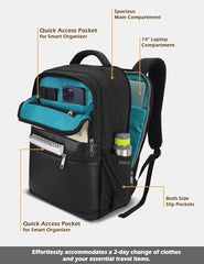 Lavie Sport 45cm Pioneer 24 Litres Laptop Backpack with Trolley Sleeve For Men & Women|Vegan Leather|Office Travel Backpack|Front organizer|Bottle Holder|Fits upto 14" Laptop