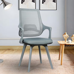 MRC Mono Ergonomic Office Chair (Mid-Back) – Revolving Breathable Mesh Desk Chair for Work from Home & Study–Lumbar Support & Heavy Duty Nylon Base (Grey & White)