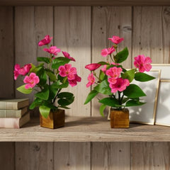 fancymart Artificial Flower Plant Home Décor with Small Size Pot | Pack of 2 | Plant Hanging for Home Decor | Office Decor (DESIGN-01)
