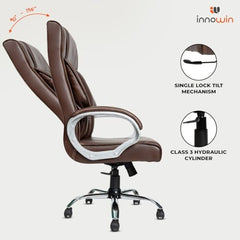 INNOWIN Obama Ergonomic Leatherette Executive High Back Revolving Desk Office Chair (Brown)