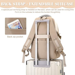 TS WITH TECHSUN College Laptop Backpack for Women & Teens with Zipper Pouch | School Bag for Girls 13-14 Years | 18 Inch Book Backpack | Travel School Bag, Tuition, Coaching (CAPYBARA - BROWN)