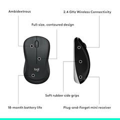 Logitech MK540 Advanced Wireless Keyboard and Mouse Combo for Windows, 2.4 GHz Unifying USB-Receiver, Multimedia Hotkeys, 3-Year Battery Life, for PC, Laptop - Black
