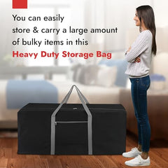 Kuber Industries 2 Pcs Blankets/Clothes Storage Bag | Heavy Duty Nylon 1680 Denier Underbed Storage Bag | Moving Bags with Strong Handle | Moisture Proof | Red & Blue