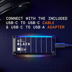 WD_Black P40 Game Drive 2TB, 2000MB/s R, 2000MB/s W, External SSD, USB 3.2 Gen2X2, Customisable RGB Lighting for Desktop, Mac, Gaming Console