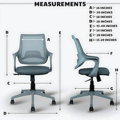 MRC Mono Ergonomic Office Chair (Mid-Back) – Revolving Breathable Mesh Desk Chair for Work from Home & Study–Lumbar Support & Heavy Duty Nylon Base (Grey & White)