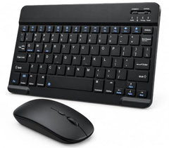 TVASMANI Ultra-Slim Bluetooth Keyboard and Mouse Combo, Black Portable, Rechargeable, Wireless, Compatible with Android Tablet Cell Phone Samsung iPhone iPad