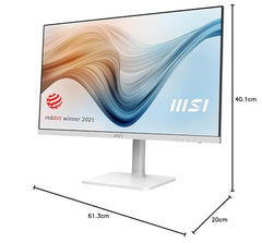 MSI Modern MD272QXPW 27 Inch 2K WQHD Office Monitor - 2560 x 1440 IPS Panel, 100 Hz, Eye-Friendly Screen, DisplayHDR 400, Speakers, 4-Way Adjustable Stand, KVM-DP 1.2a, HDMI 2.0b, USB Type-C, White