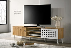 DeckUp Soneva Engineered Wood TV Unit (Wotan Oak & White, Matte Finish)