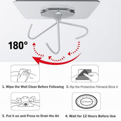 SIGNAMIO 6 Hook Shelf Adhesive Strip Wall Hanging Sticky Hook Black