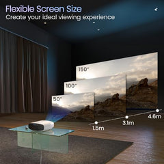 Portronics Beem 450 Smart LED Projector with 1080p Full HD Resolution, Built-in Streaming Apps (Netflix, Prime Video, Hotstar), 4000 Lumens, Screen Mirroring, 3 Watt Speaker, Bluetooth, Wi-Fi (White)
