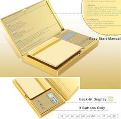 Cason Digital Pocket Scale for Gold Jewellery, Portable Mini Weighing Machine with 0.01G to 500G Precision, Small Grams Measuring Scale for Jewellery, with Auto Calibration, Tare Function(Gold)