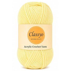 Classyo Acrylic Yarn for Crocheting (100gms x 1 Ball, 4ply) | Soft Wool Crochet Thread | Acrylic Hand Knitting Yarn | Wool for Crochet | For Sweater, Scarf, Hat, Baby Clothes, Purse, Gift Bags and DIY Crafts (Butter, Pack of 1)