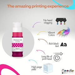 Needle GI 71 Compatible Refill Ink | Made in India | (CMYK 4x1 KG with EazyFill Cap) for Canon Pixma G1020 G2020 G3020 G2060 G3060 G1737 G2770 G3770 G4770 G1730 G2730 G3730 Printers