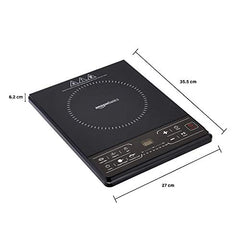 Amazon Basics 1600W Induction Cooktop | 7 Pre-Set Cooking Menus | LED Display | Smart Push Buttons I Energy Efficient, Auto Cut-off, 20A IGBT & 4KV Surge Protection I Black